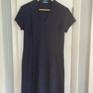 J. McLaughlin Ivana V-Neck Navy Blue Cap Sleeve Dress Size M